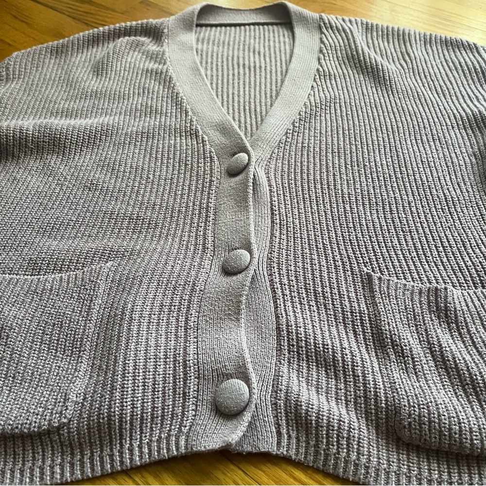 Lilac Knit Cardigan Sweater fits like a M-L - Picture 2 of 3